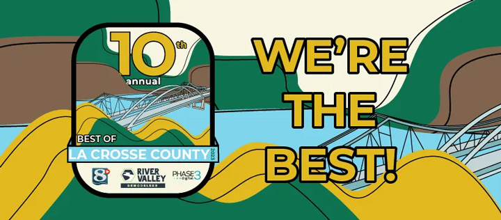 10th Annual Best of La Crosse County badge for Niebuhr Plumbing, Heating, and Air Conditioning.