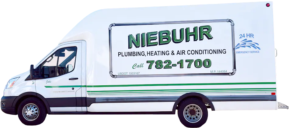 Utility truck for Niebuhr Plumbing, Heating, and Air Conditioning in La Crosse, WI.